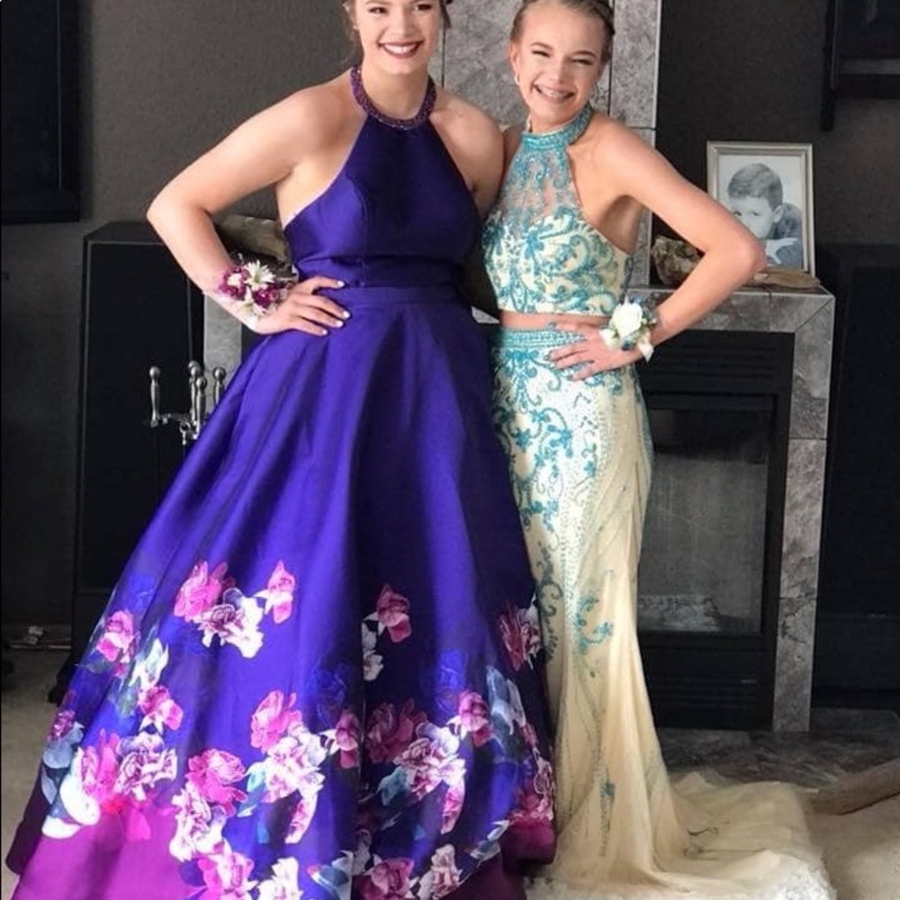 Purple floral Elle Wilde prom dress